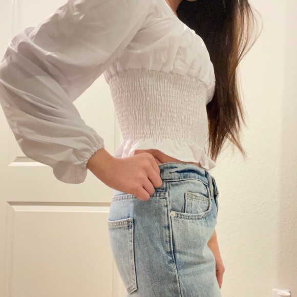 YesStyle Ruched White Top - Picture 2 of 2